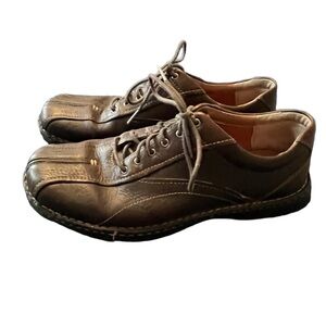 Clarks Mens Size 11.5‎ Brown Leather Lace Up Split Toe Casual Oxford Sneaker